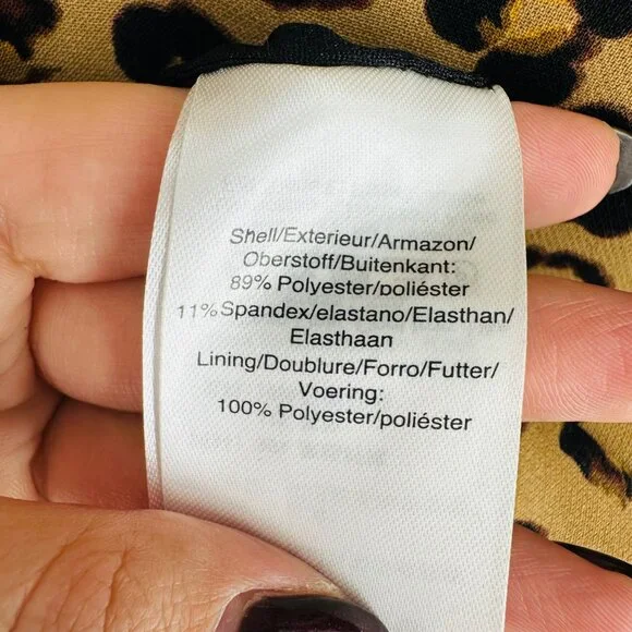 Donna Karan Womens Brown Tan Leopard Print Crew Neck Long Sleeve Zip Dress 12 - Picture 12 of 13